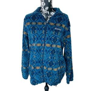 RARE Tribal Print Zip-Up Columbia Sweatshirt